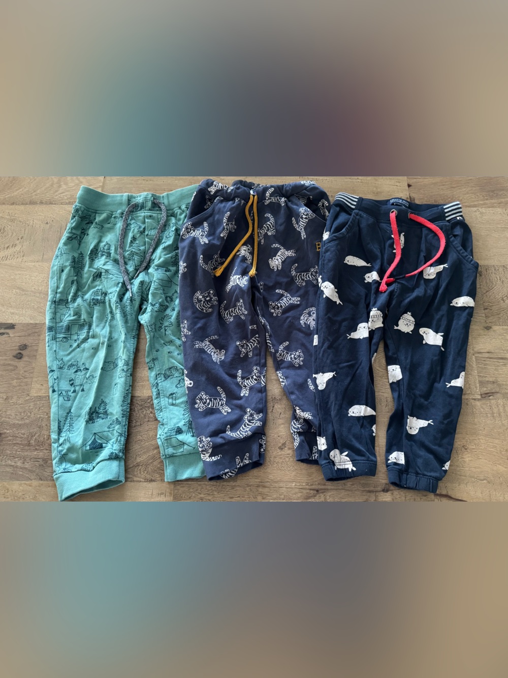 Souris Mini bundle 3 pairs novelty print drawstring pants sz 18-24 months